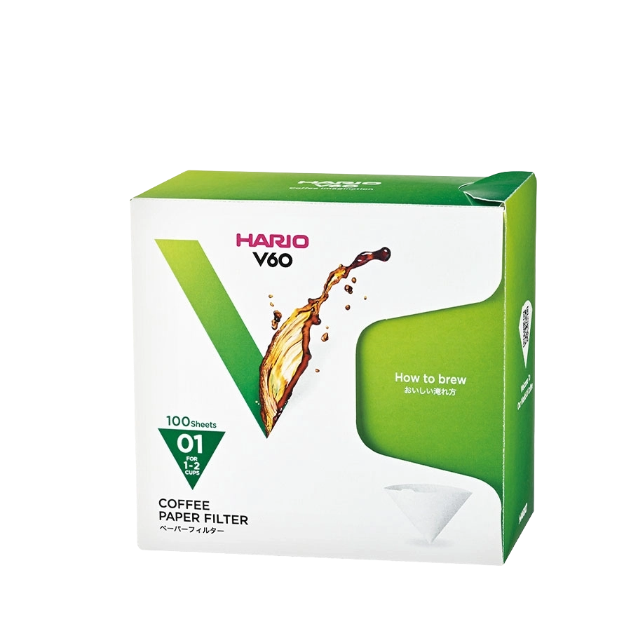 Χάρτινα Φίλτρα V60 Hario 01 Λευκά σε Κουτί 100τμχ